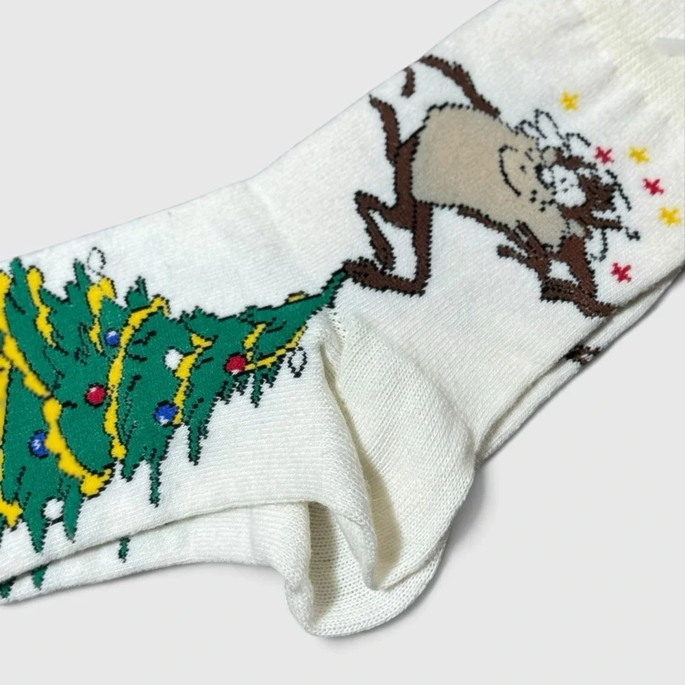 Vintage 1996 Looney Tunes Taz Christmas Sock NWT Ruffle Cuff 90s Kidcore Holiday